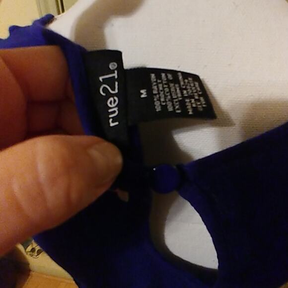 Rue 21 Pullover Crochet Bottom Blouse Medium Blue - Picture 4 of 4